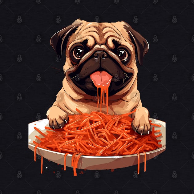 Pug Eating Pasta by VisionDesigner